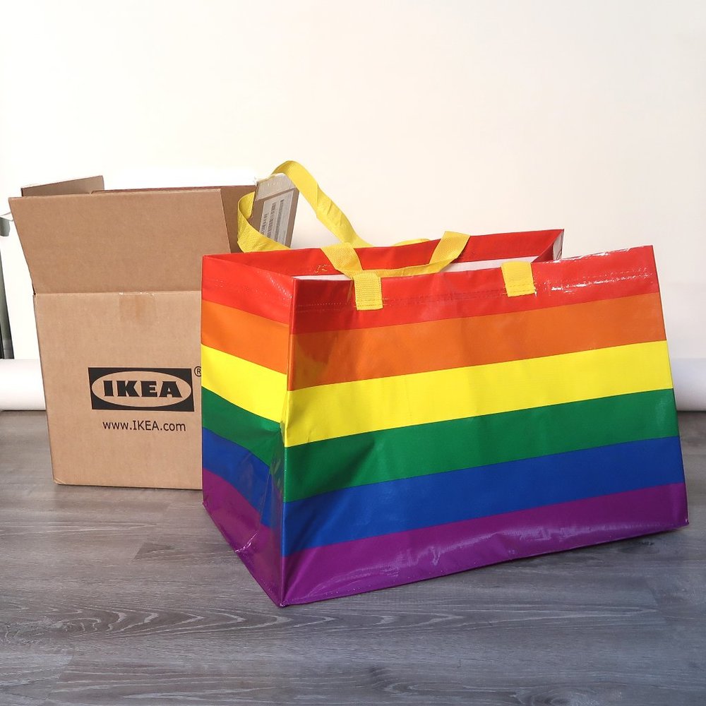 Ikea Storstomma big rainbow pride flag bag NWT